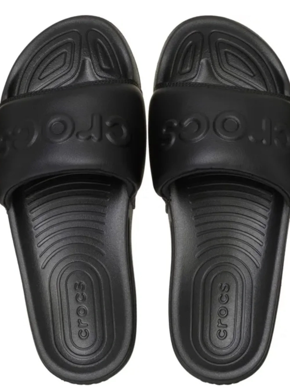 CROCS Black Slide Sandals with Embossed Logo